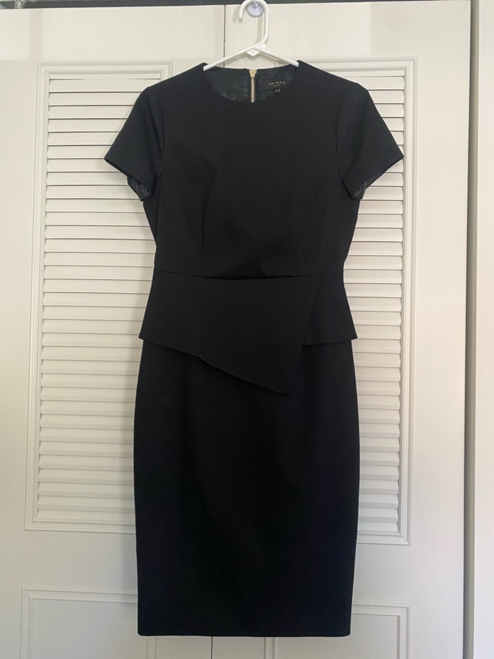 Ted Baker Black Asymmetrical Peplum Midi Dress